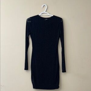 SHEIN Black Long Sleeve Sparkle Bodycon Dress